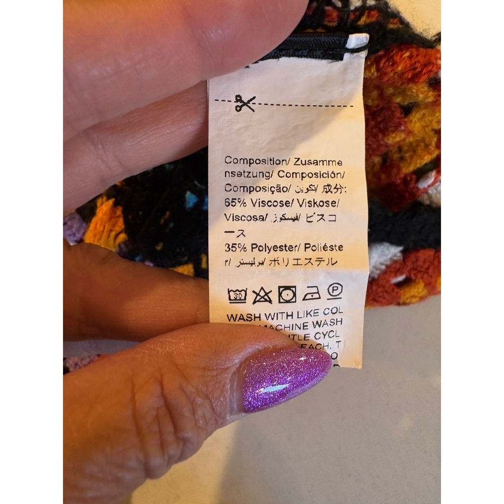 Multicolor Crochet Granny Square Shrug Bolero Cropped Cardigan Black Boho - Picture 5 of 11